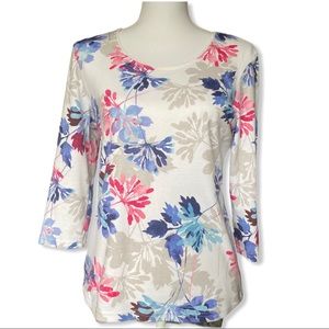 Karen Scott PM Floral 3/4 Length Sleeve Top